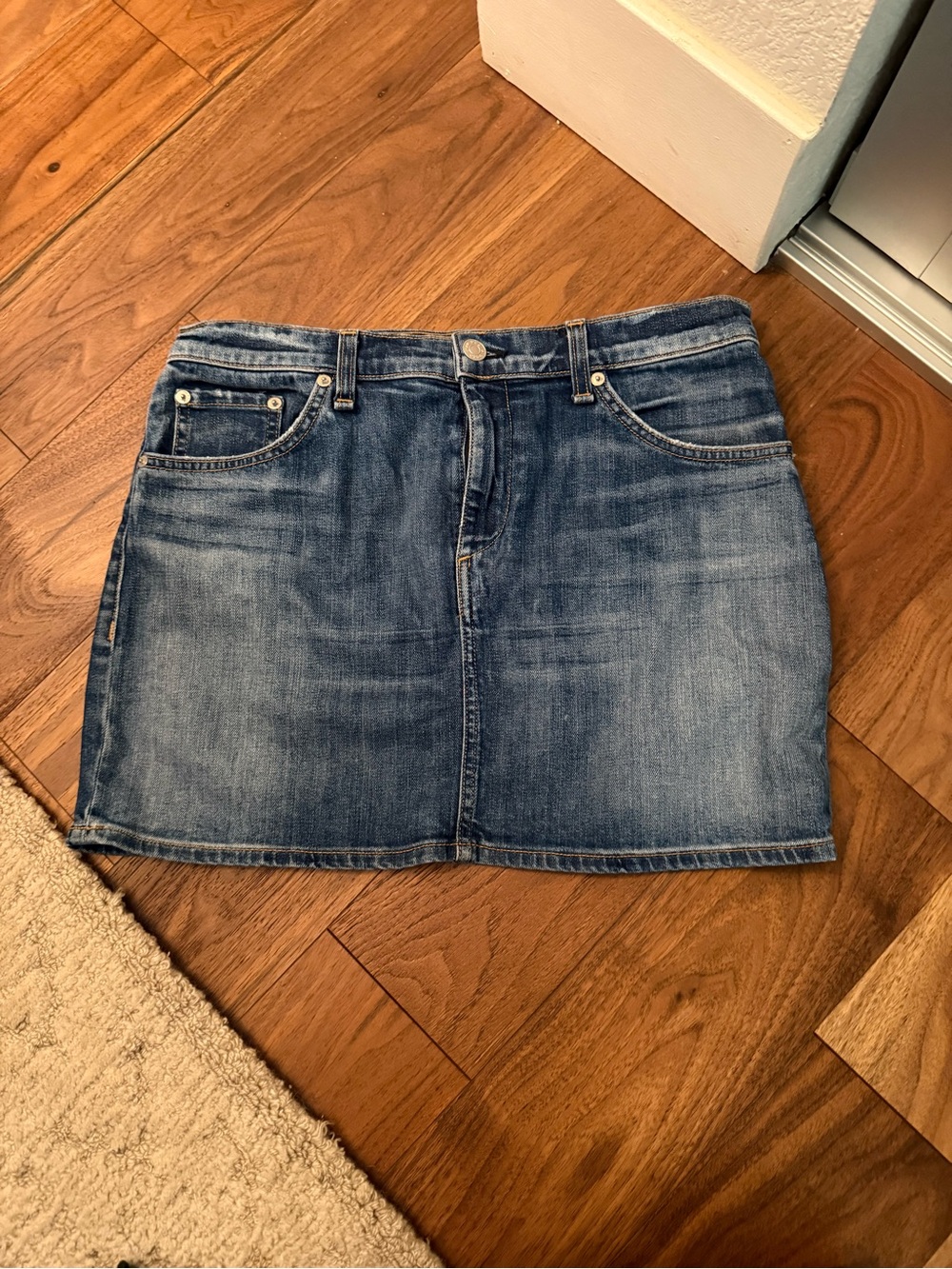 rag & bone Blue Denim Mini Skirt